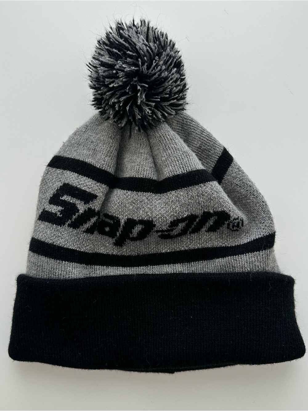 Snap On beanie with Pom Pom and fold over cuff- OSFM